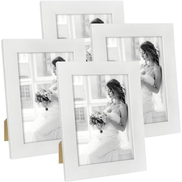 5x7 Picture Frame White Wooden Photo Frames for Tabletop Display and Wall - Picture 1 of 6